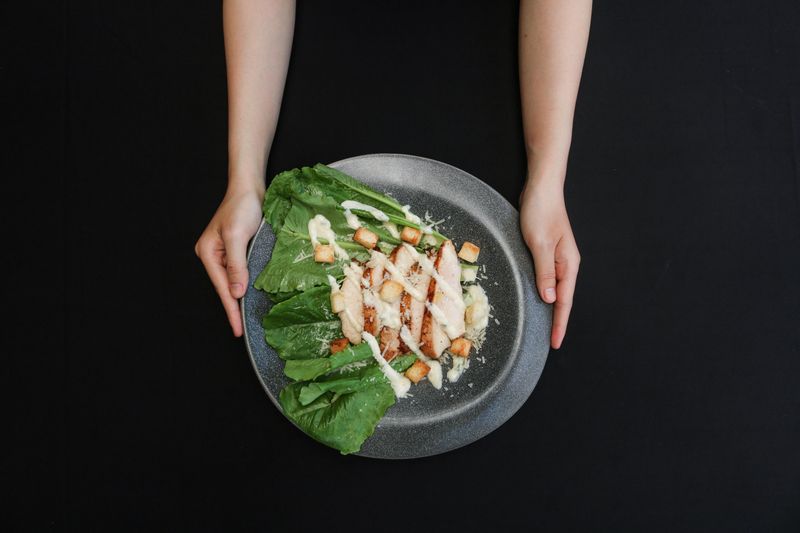 Caesar salad with parmesan and croutons